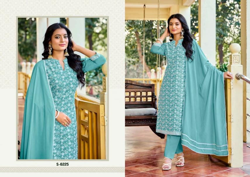 vinisha by sbs readymade unique chinon suit for womens 