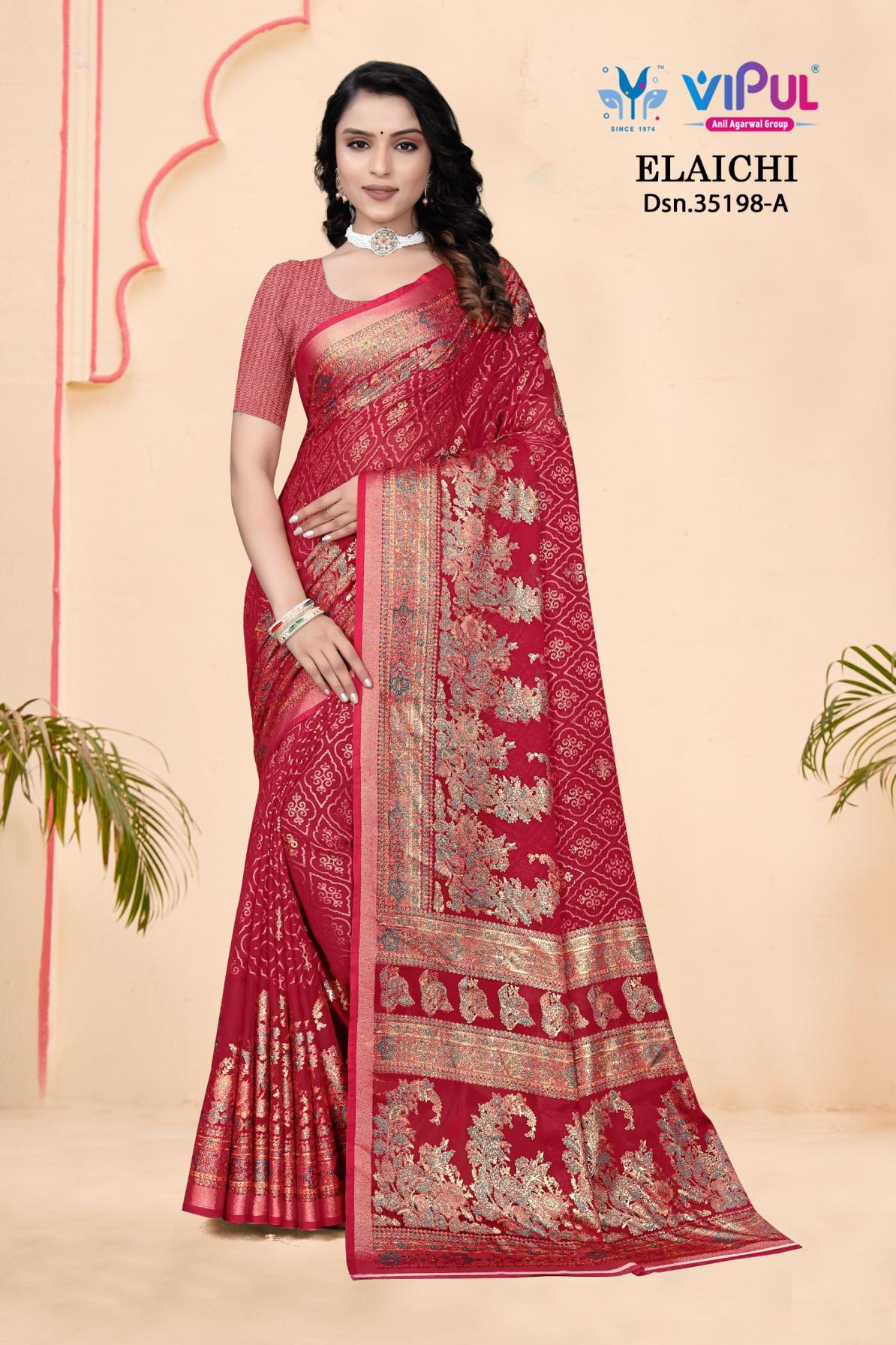 vipul elaichi 35198 silk brasso amazing saree for womens 