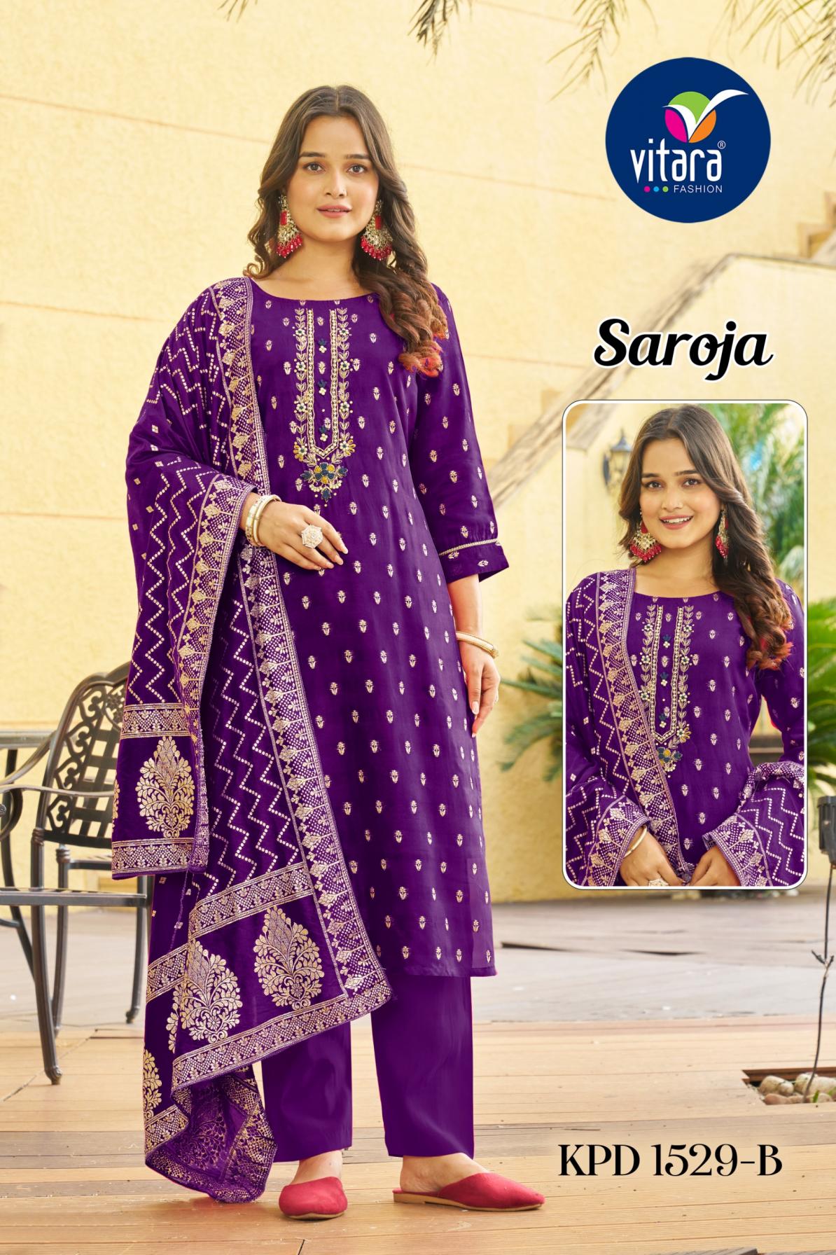 vitara fashion saroja ethnic style full stitch viscose combo dress