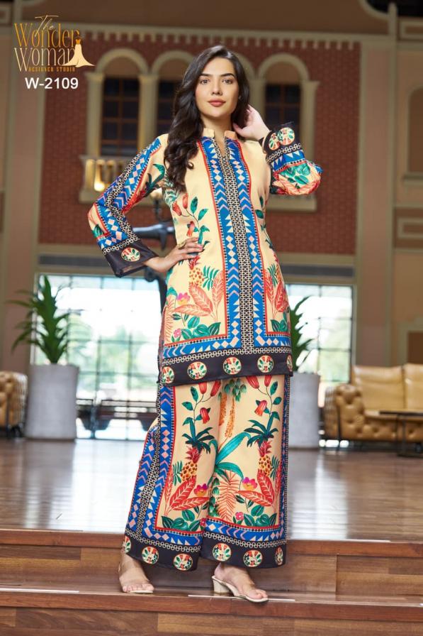 wonder women 2109 premium imported satin fully stitch pakistani co-ord sets 