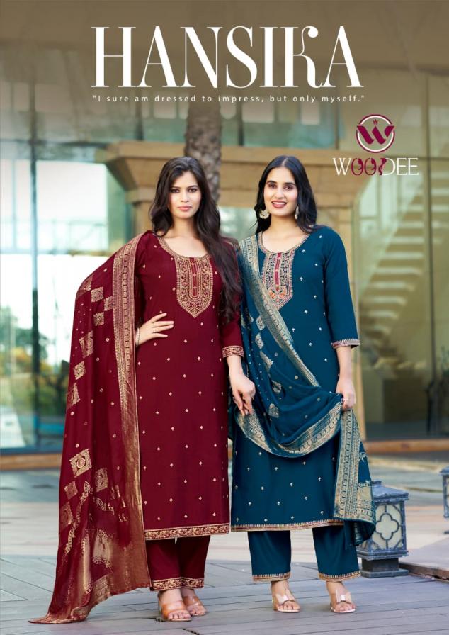 woodee present hansika viscose vartican readymade suit supplier