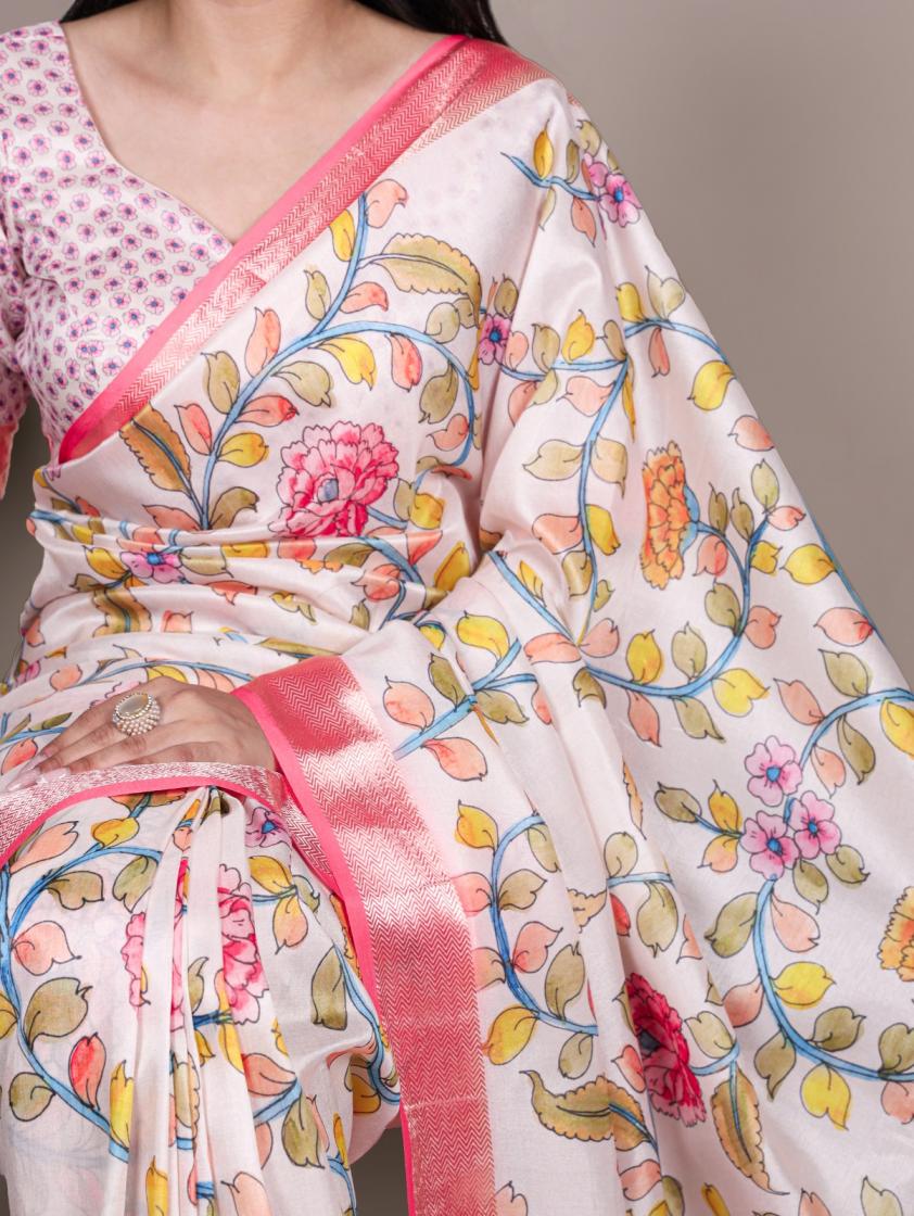 ynf7057 tasar silk floral print saree best wholesale price in surat