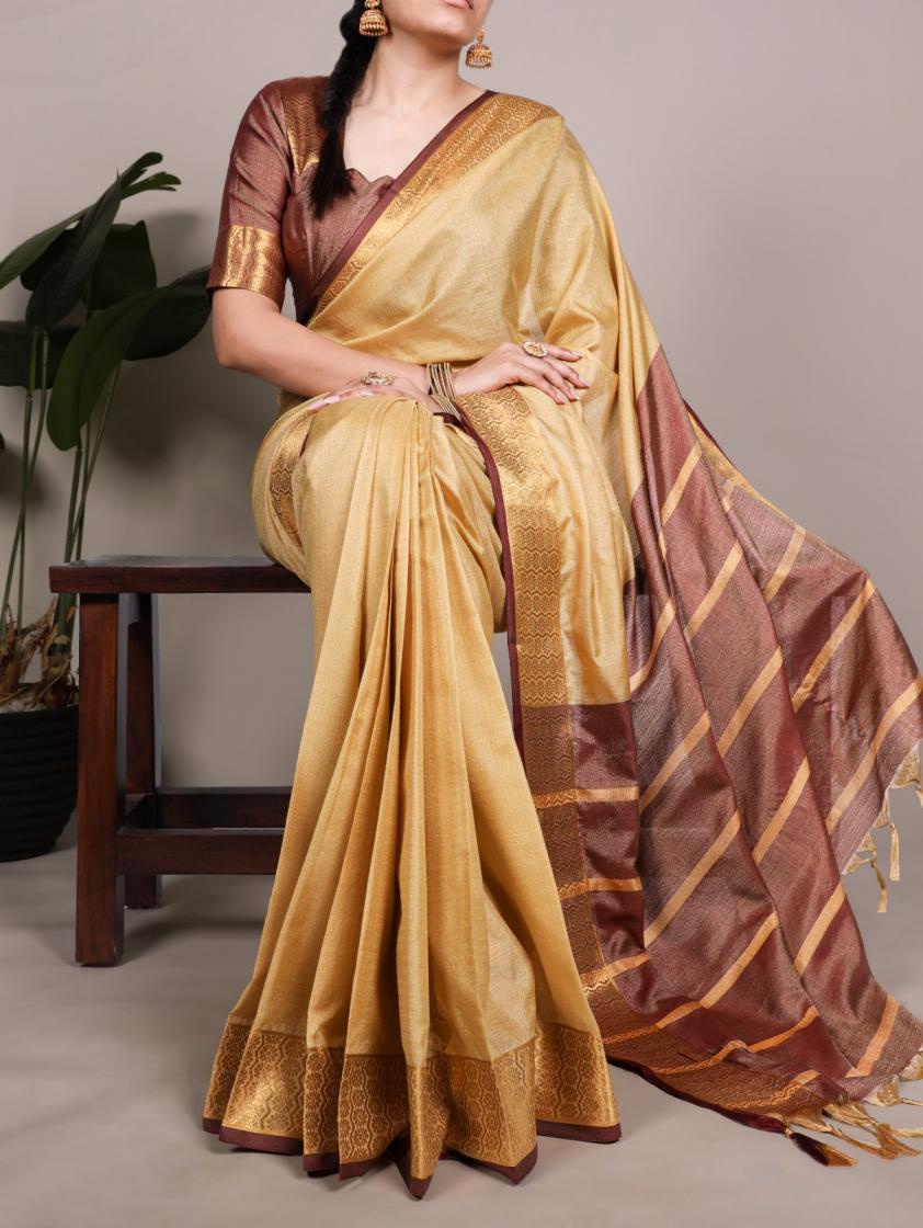ynf7408 poly cotton zari weaving work casual sarees