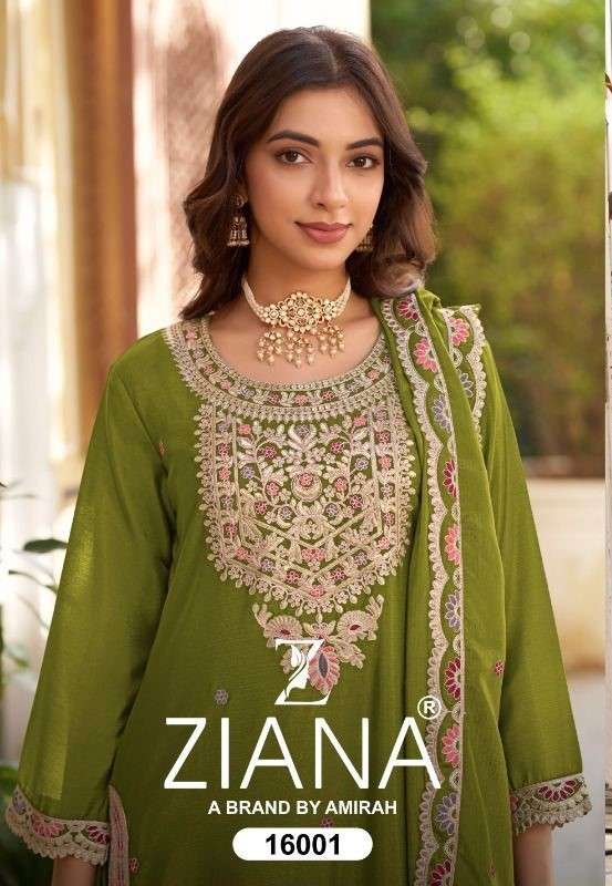 ziana 16001 readymade chinon silk party wear combo sharara suits 