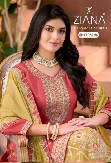 ziana presents 17051 chinon silk readymade pakistani combo sharara suits online 