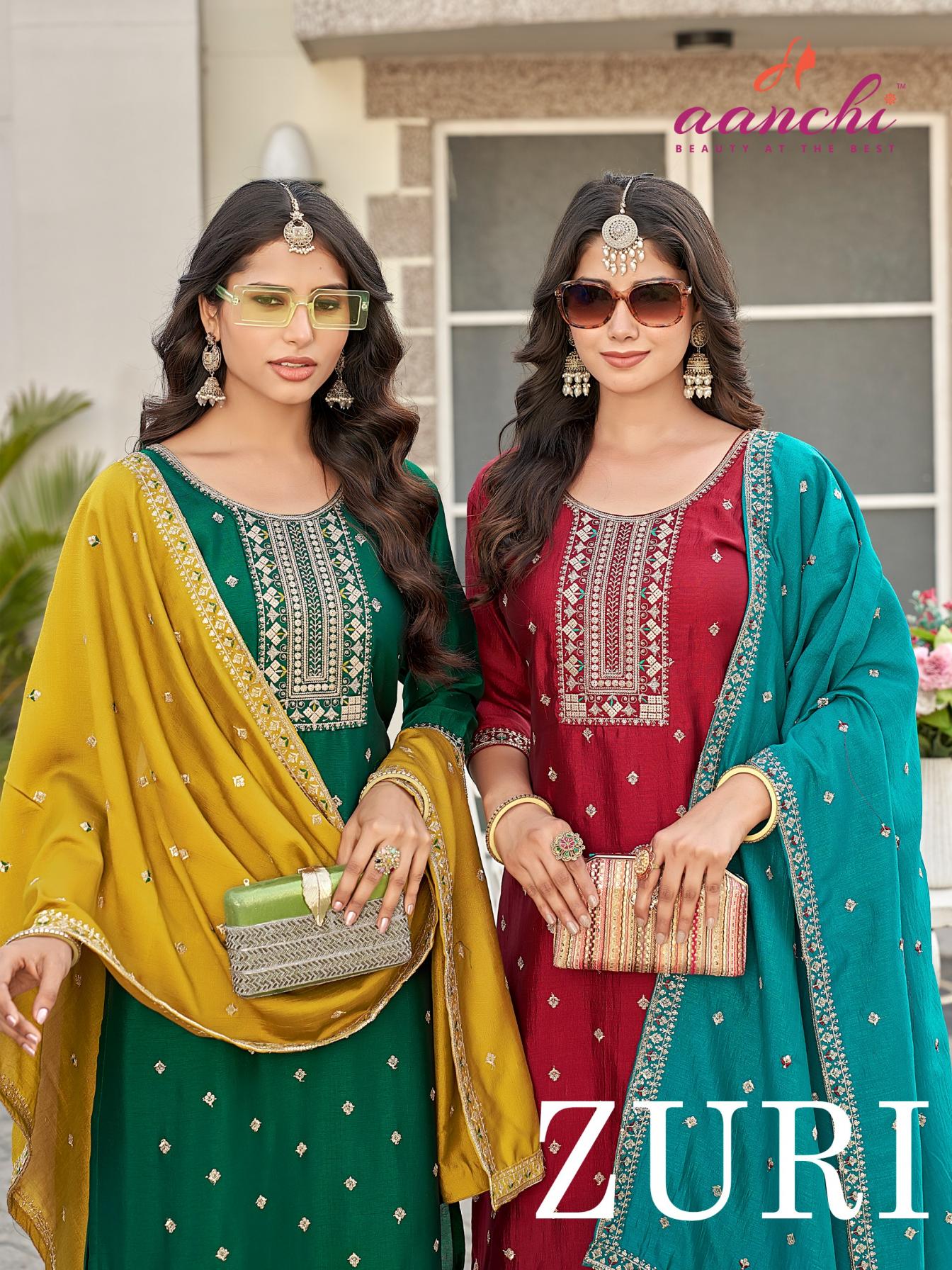 zuri by aanchi vichitra silk fully stitch unique 3pcs dress