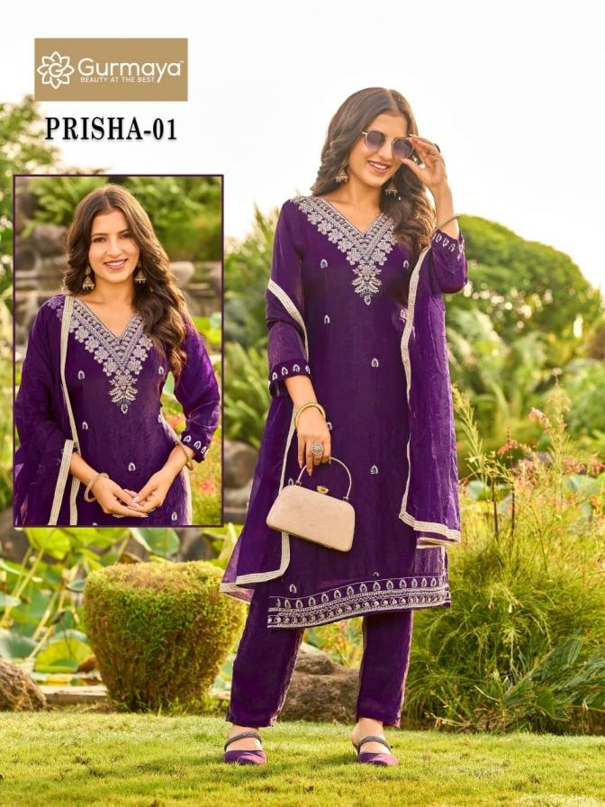 aanchi gurmaya amulya & prisha readymade stylish combo 3pcs dress