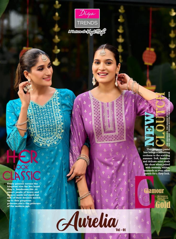 aurelia vol 1 by diya trends rayon fully stitch big size long kurti online 