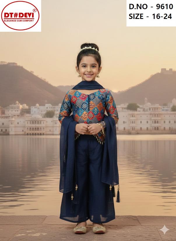 dt devi aryaa georgette 9610 readymade classic combo kids plazzo suit 