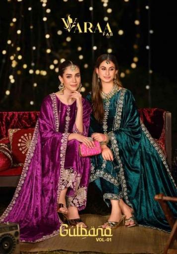 gulbana by varaa fab viscose velvet stylish winter 3pcs dress