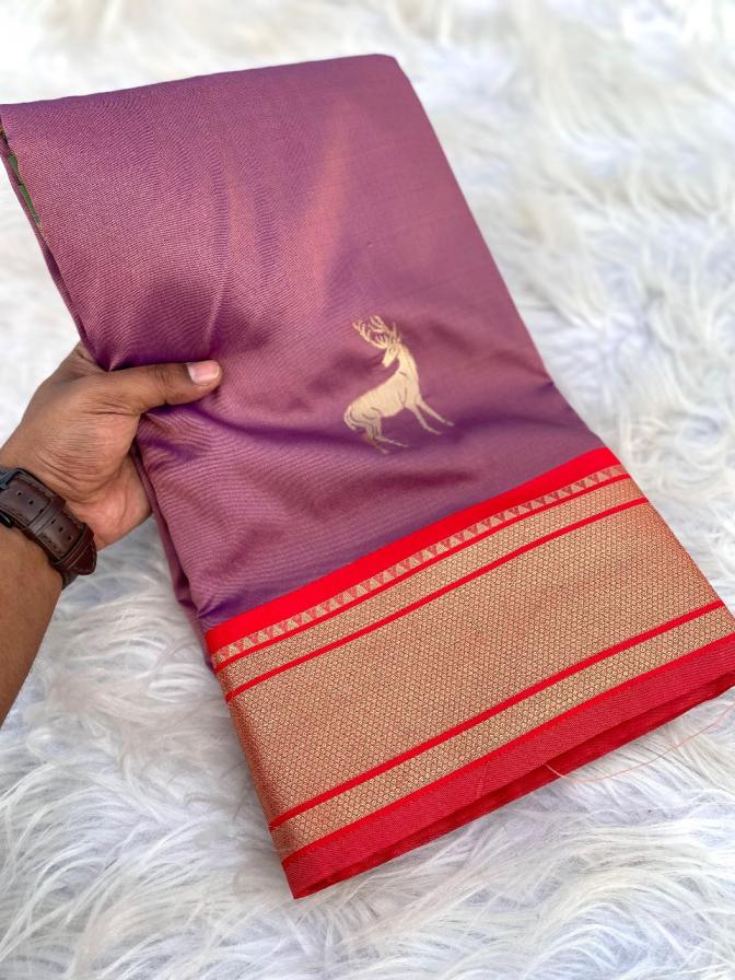hiran soft silk weaving hit design saree at best rates 