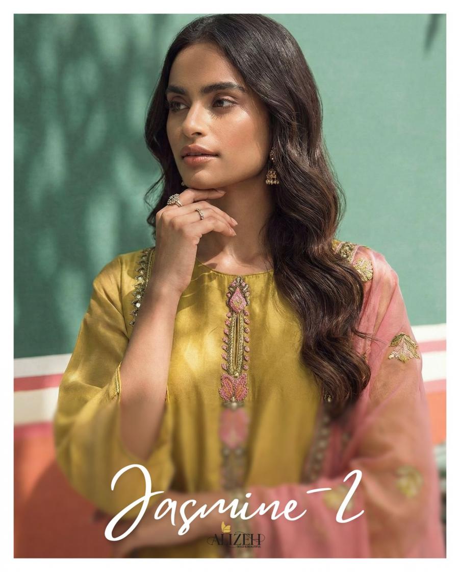 jasmine vol 2 by alizeh readymade fancy zari work festive 3pcs dress