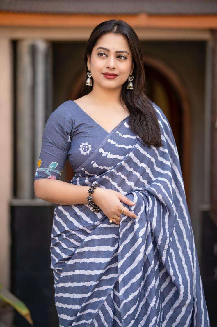 kc 409 magic leheriya chanderi cotton daily wear saree for best price 