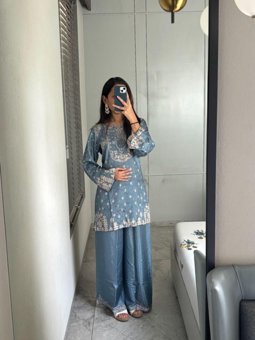 modern fully stitch unique combo viscose muslin co-ord set