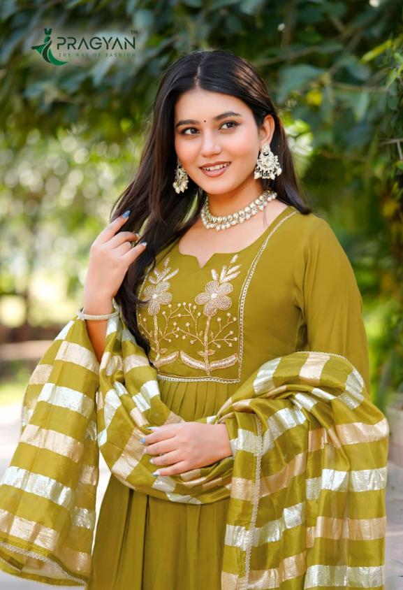 pragyan darpan vol 1 fully stitch viscose silk stylish plus size combo 3pcs dress