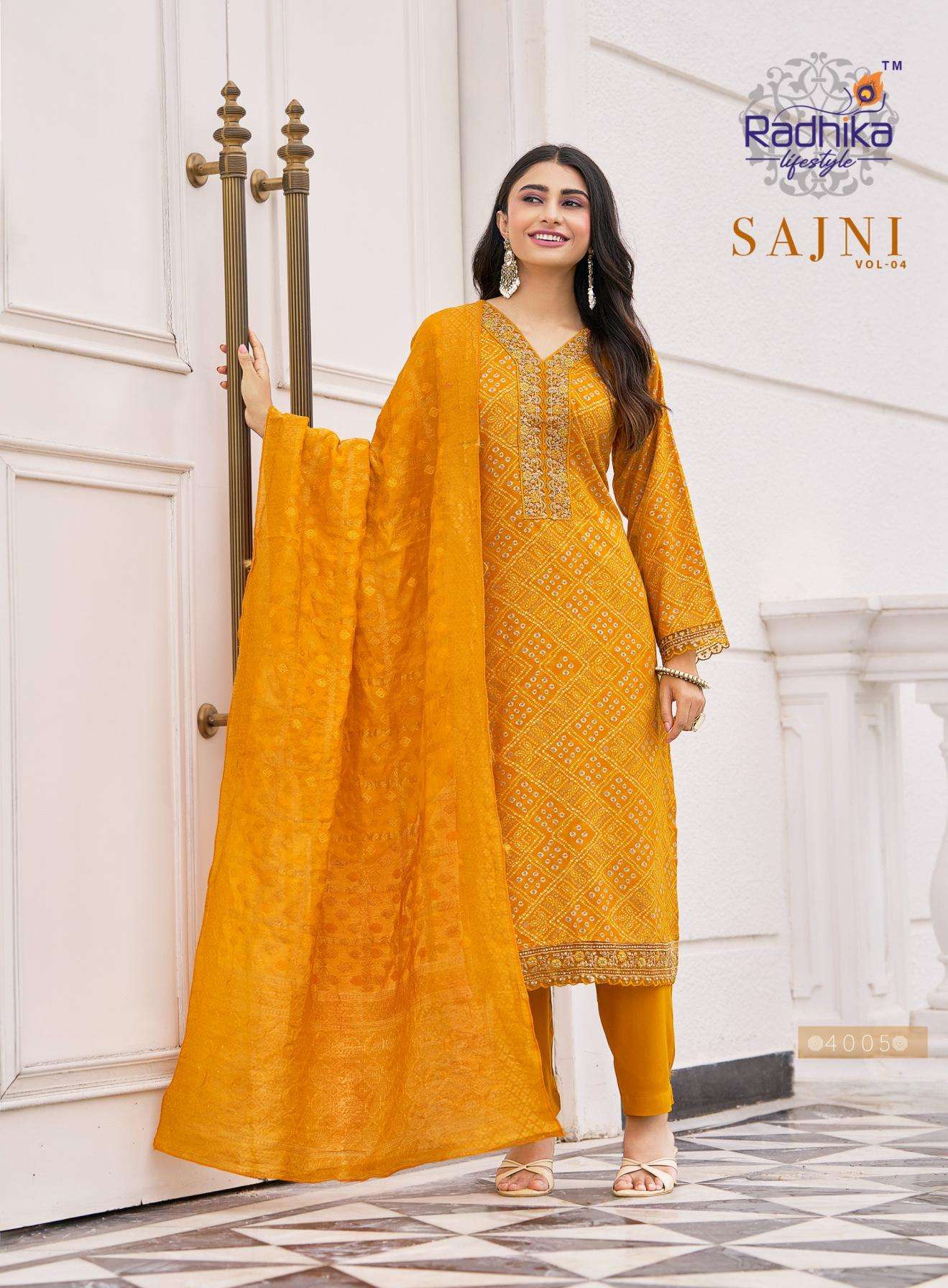 radhika lifestyle sajni vol 4 amazing rayon readymade big size ladies suits 