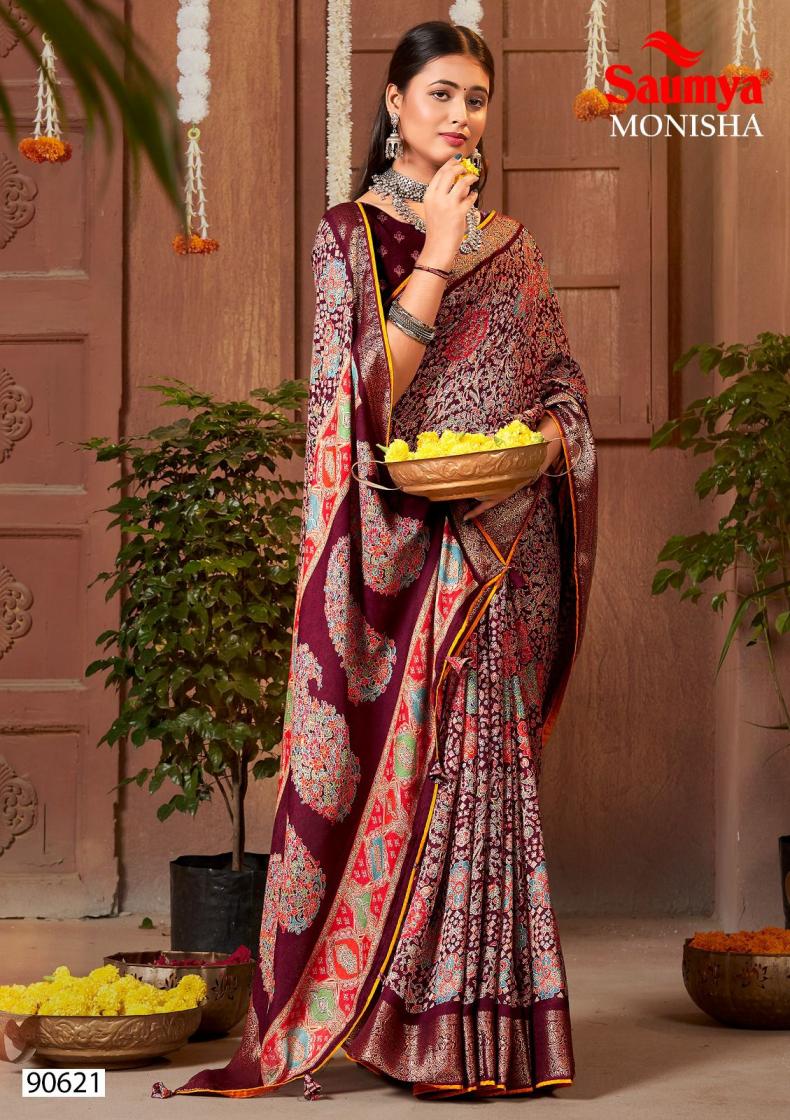 saumya monisha mass malo stylish saree 
