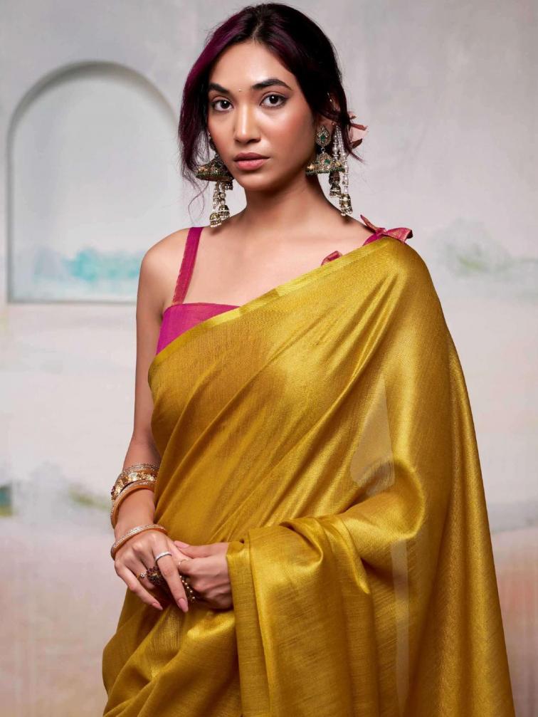Tissue silk by astita fancy designer tissue silk fabric saree wholesale with latkan 