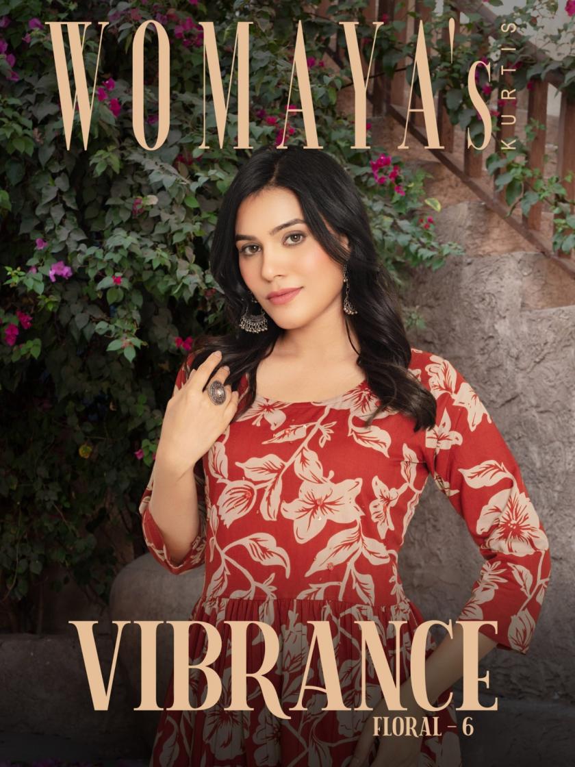 vibrance floral vol 6 by womayas fully stitch cotton long kurtis online 
