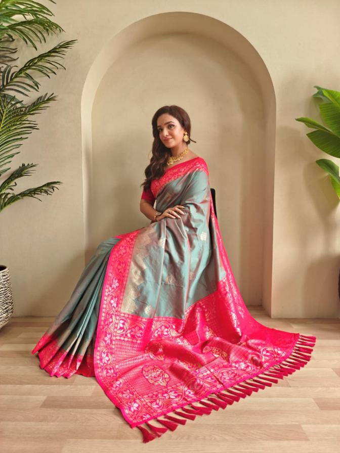 vidhi dual tone silk attractive look saree for womens 