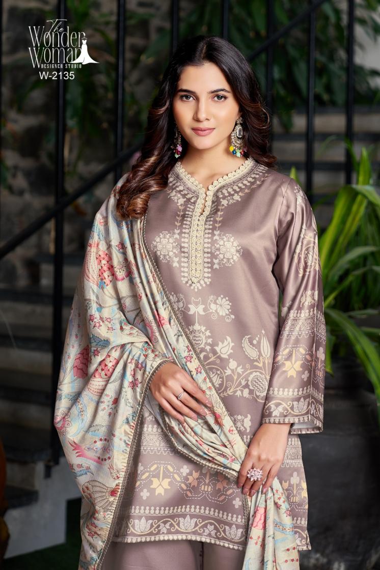 wonder women 2135 fully stitch imported satin combo 3pcs dress