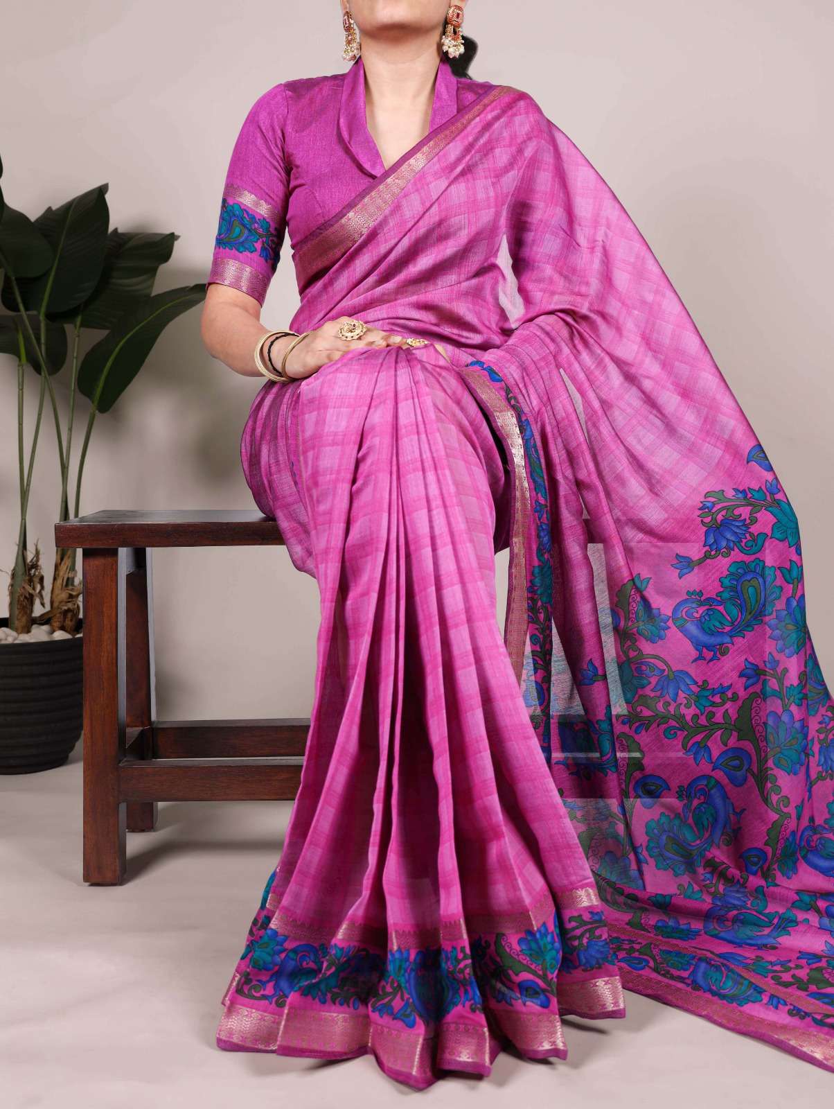ynf7035 viscose chanderi printed attractive look sarees 