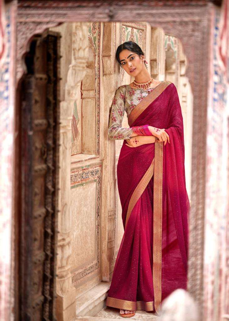 Saroj Gulmohar 60 Gram Georgette Saree With Banglori Silk Work Blouse Concept Wholesale