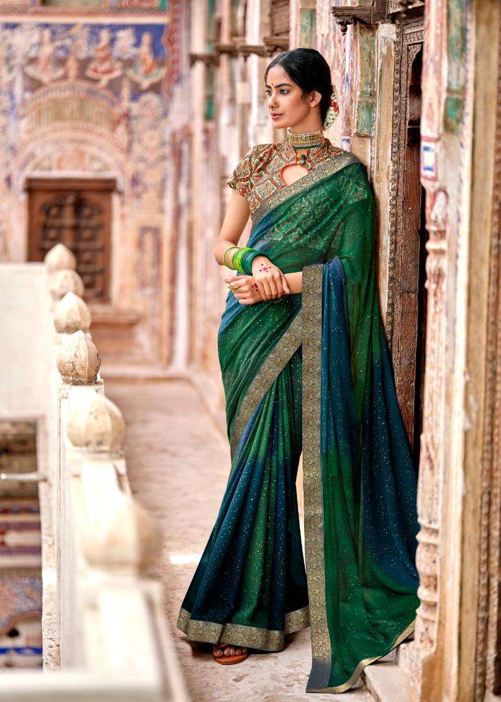 Saroj Gulmohar 60 Gram Georgette Saree With Banglori Silk Work Blouse Concept Wholesale
