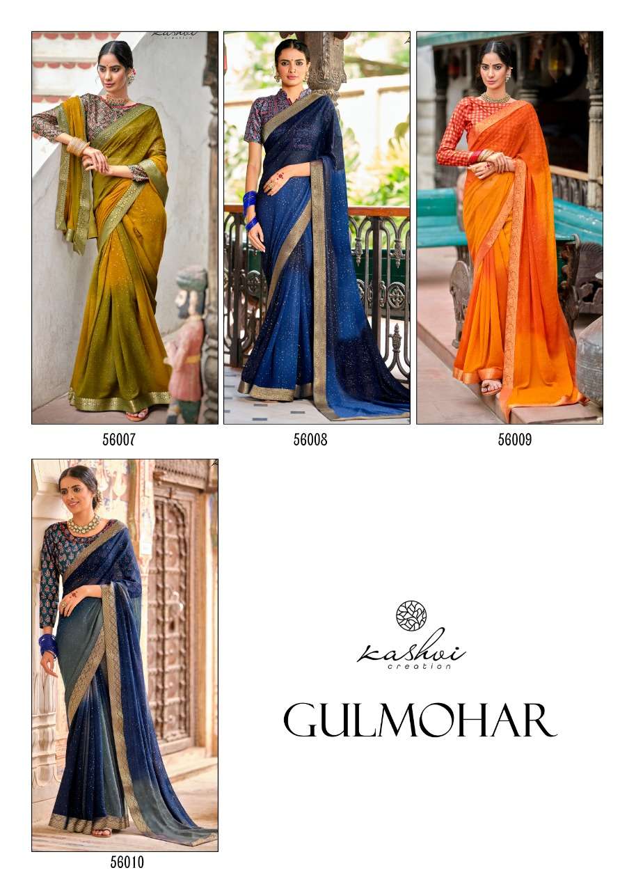 Saroj Gulmohar 60 Gram Georgette Saree With Banglori Silk Work Blouse Concept Wholesale