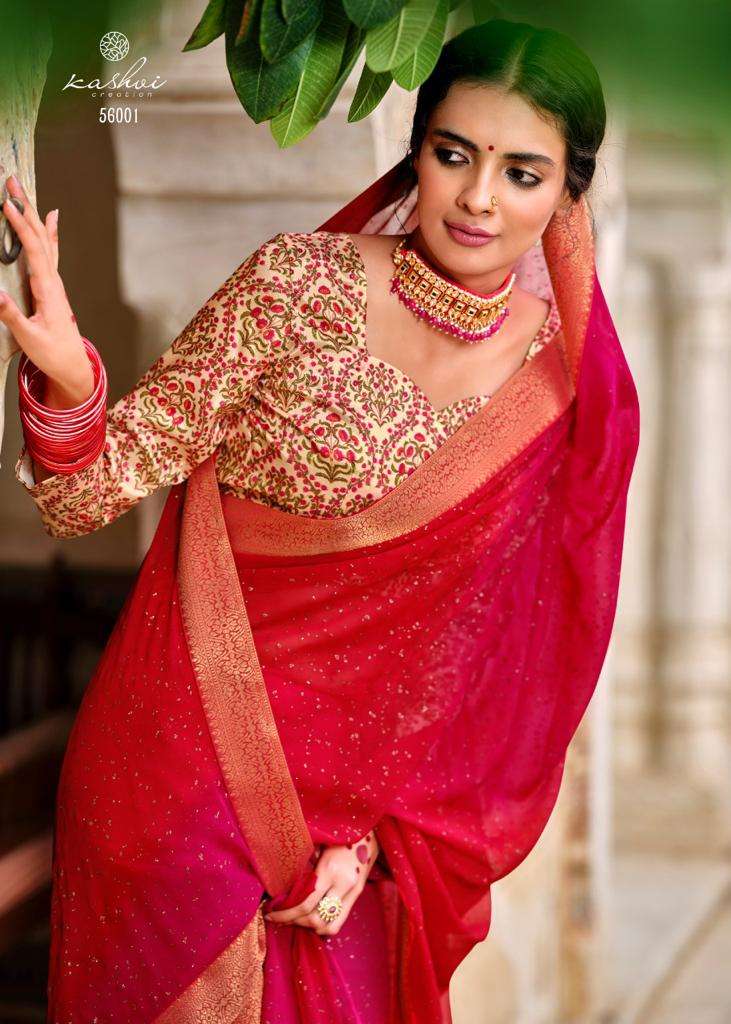 Saroj Gulmohar 60 Gram Georgette Saree With Banglori Silk Work Blouse Concept Wholesale