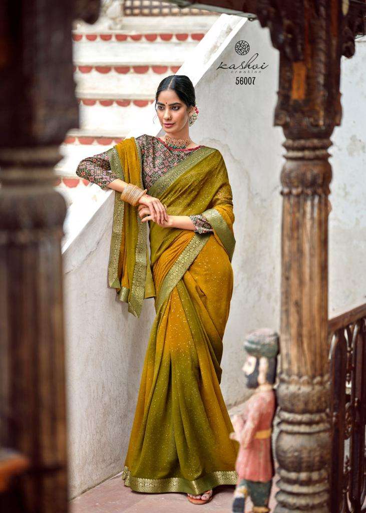 Saroj Gulmohar 60 Gram Georgette Saree With Banglori Silk Work Blouse Concept Wholesale
