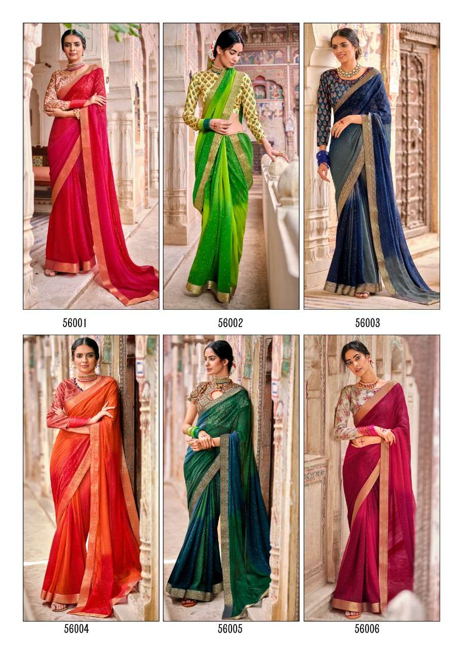 Saroj Gulmohar 60 Gram Georgette Saree With Banglori Silk Work Blouse Concept Wholesale