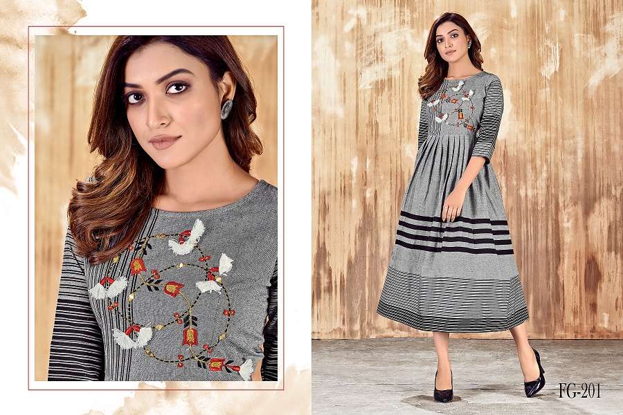 Kersom Saira Vol-1 Anarkali Style Cambric Kurtis Catalogue Wholesale Rate