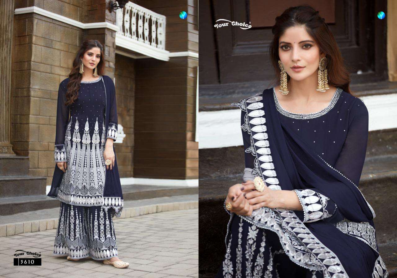 Your Choice Nazakat Georgette Heavy Work Sarara Style Salwar Kameez