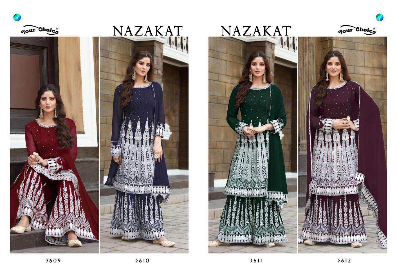 Your Choice Nazakat Georgette Heavy Work Sarara Style Salwar Kameez
