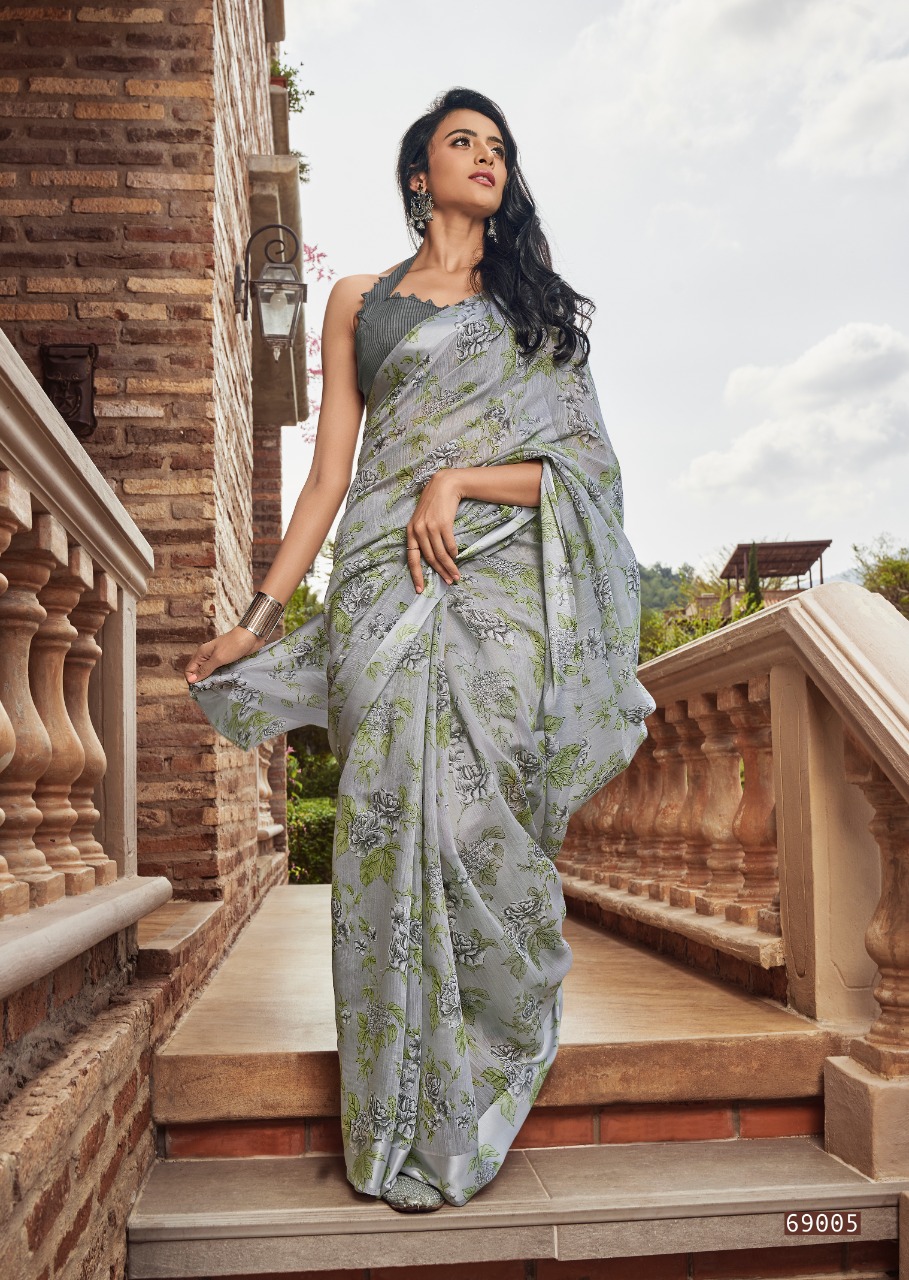 Lt Fashion Shruti Soft Linen Printed Colorful Saree Collection
