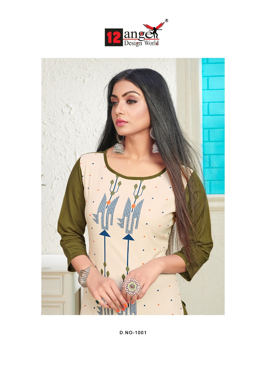 12angel Present Heritage Vol 6 Rayon Printed Kurti With Plazzo Wholesaler