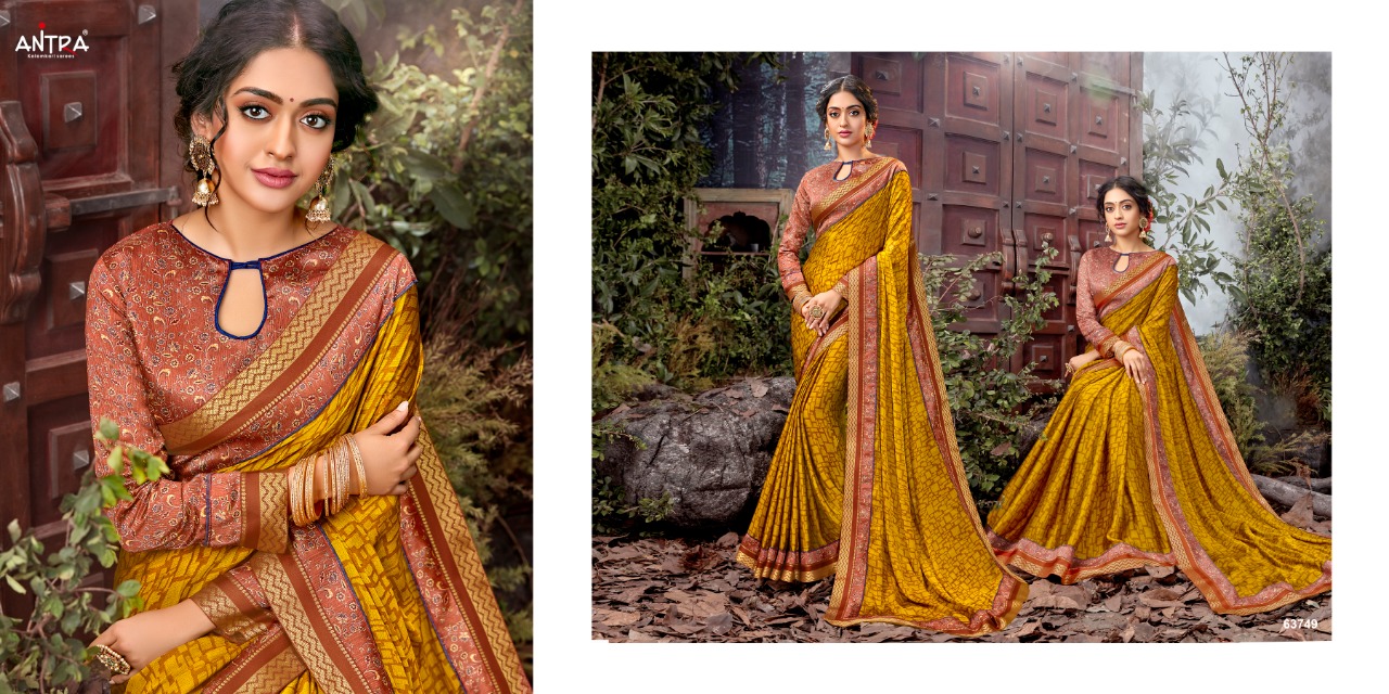 Antra Presenting Ziya Chiffon Print With Blouse Saree Wholesaler In Surat Market