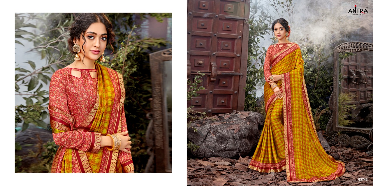 Antra Presenting Ziya Chiffon Print With Blouse Saree Wholesaler In Surat Market