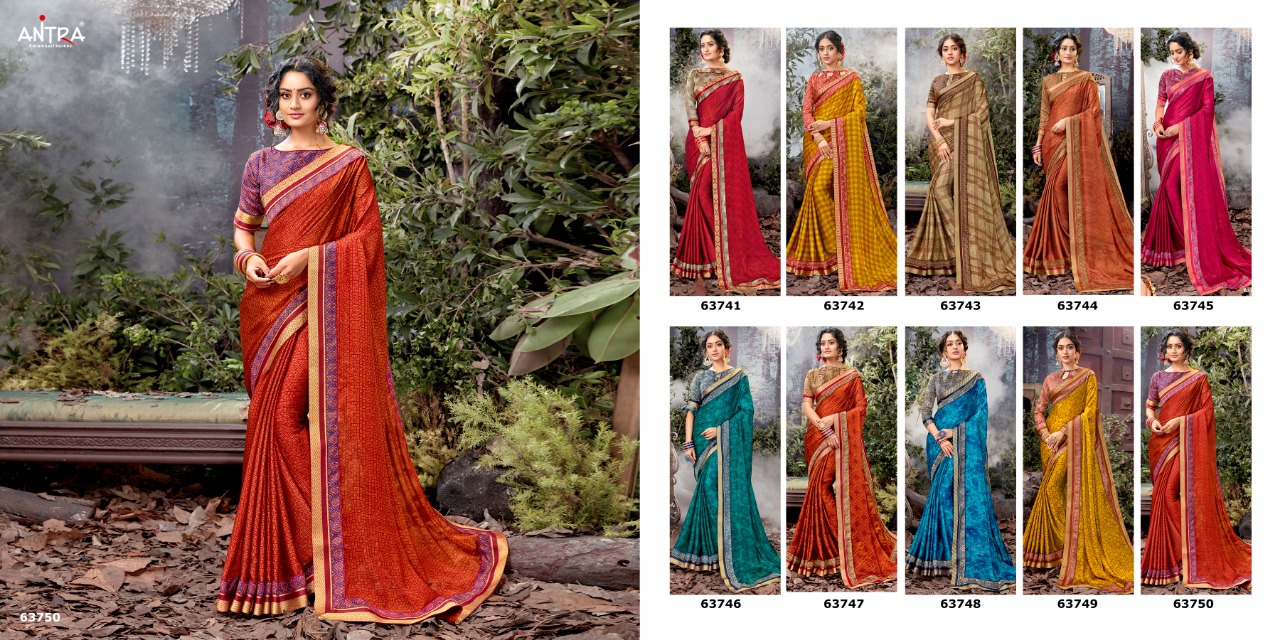 Antra Presenting Ziya Chiffon Print With Blouse Saree Wholesaler In Surat Market