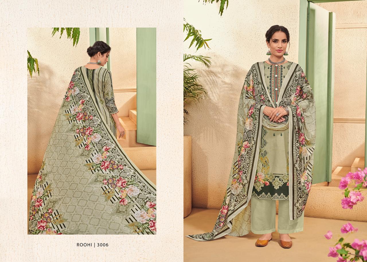 House Of Lawn Roohi Jam Satin Designer 3001-3010 Series Suit In Surat Market