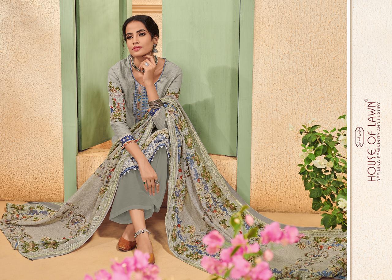 House Of Lawn Roohi Jam Satin Designer 3001-3010 Series Suit In Surat Market
