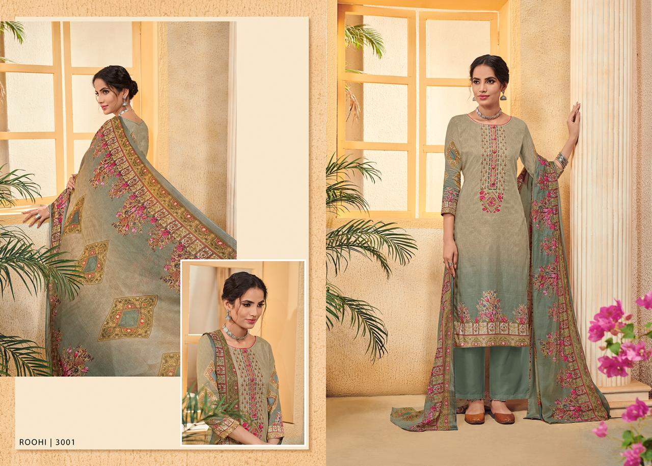 House Of Lawn Roohi Jam Satin Designer 3001-3010 Series Suit In Surat Market