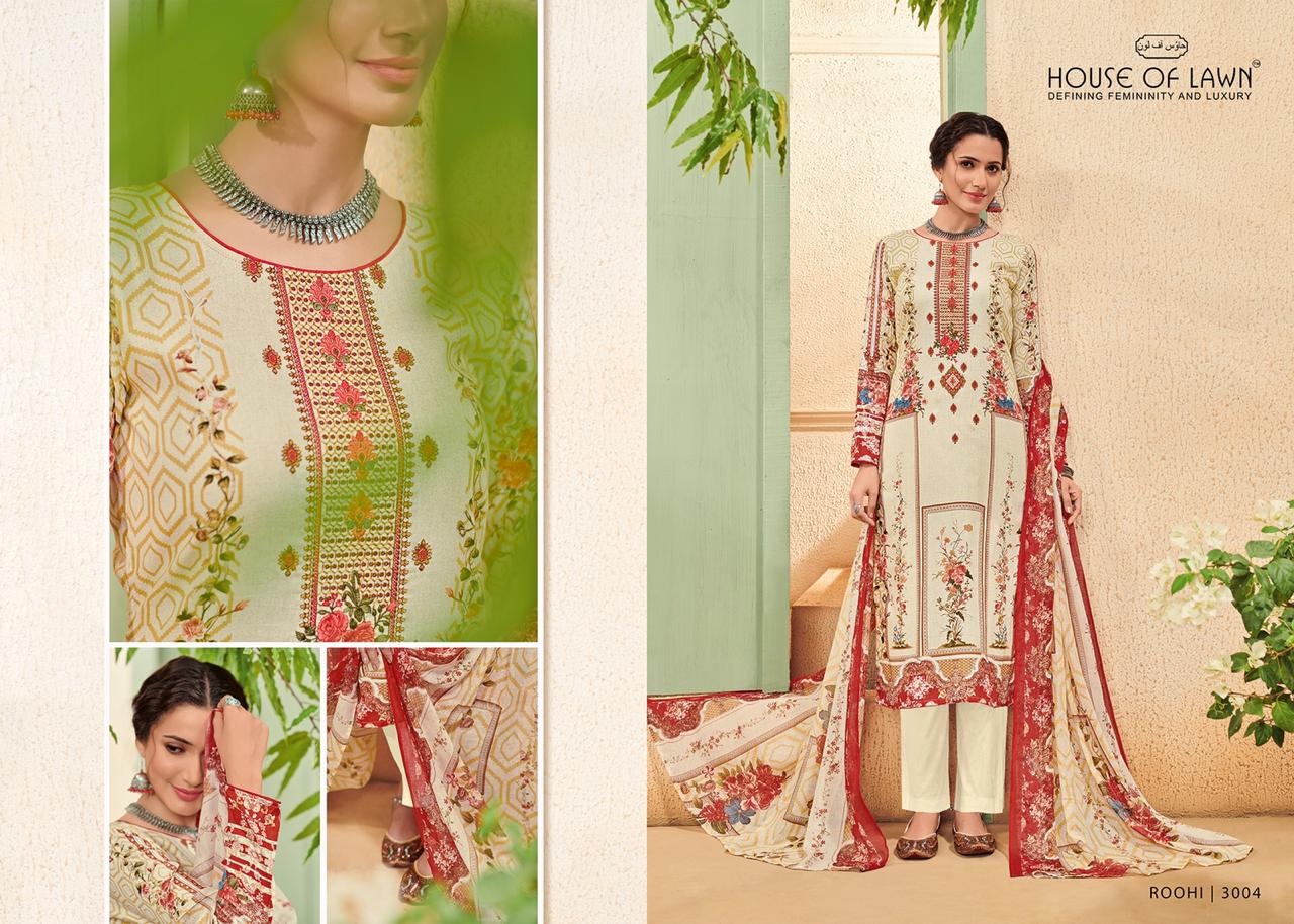 House Of Lawn Roohi Jam Satin Designer 3001-3010 Series Suit In Surat Market