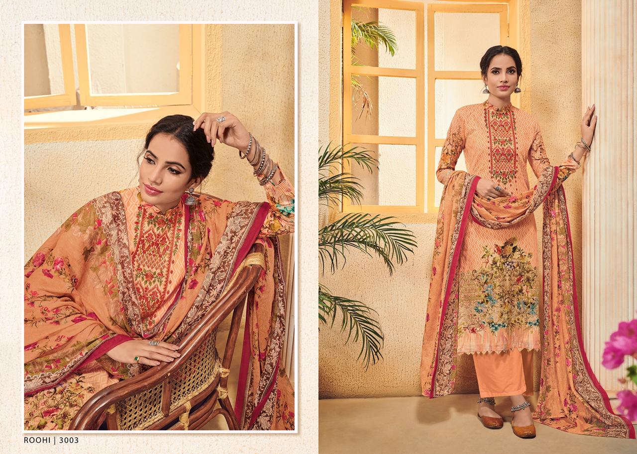 House Of Lawn Roohi Jam Satin Designer 3001-3010 Series Suit In Surat Market