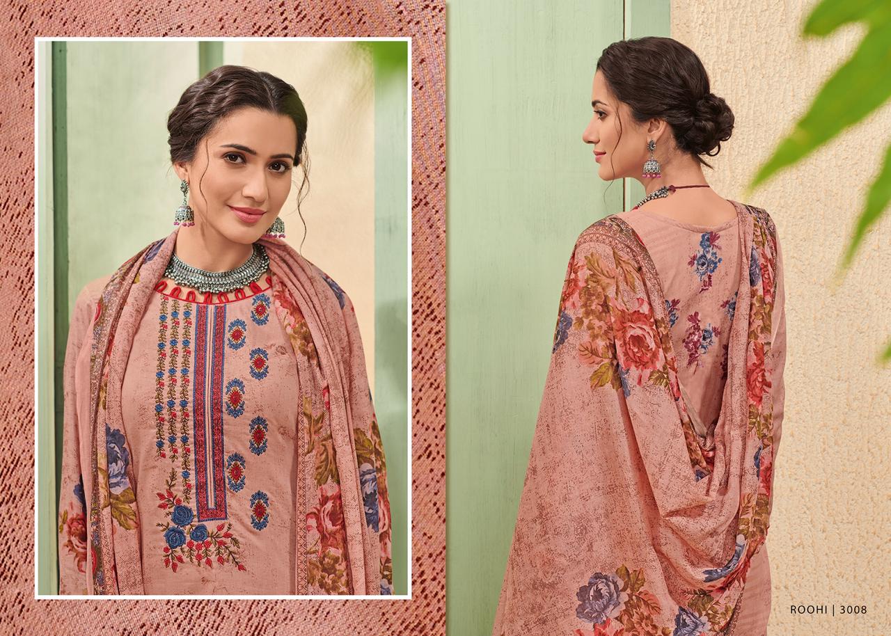 House Of Lawn Roohi Jam Satin Designer 3001-3010 Series Suit In Surat Market