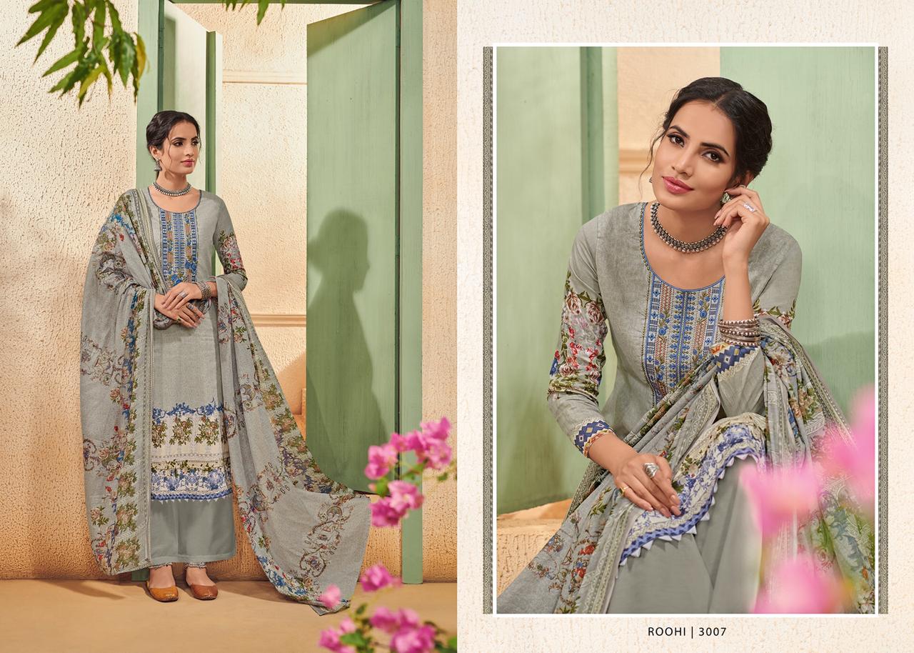 House Of Lawn Roohi Jam Satin Designer 3001-3010 Series Suit In Surat Market