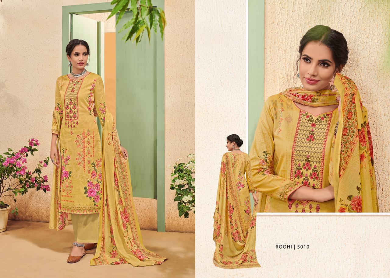House Of Lawn Roohi Jam Satin Designer 3001-3010 Series Suit In Surat Market