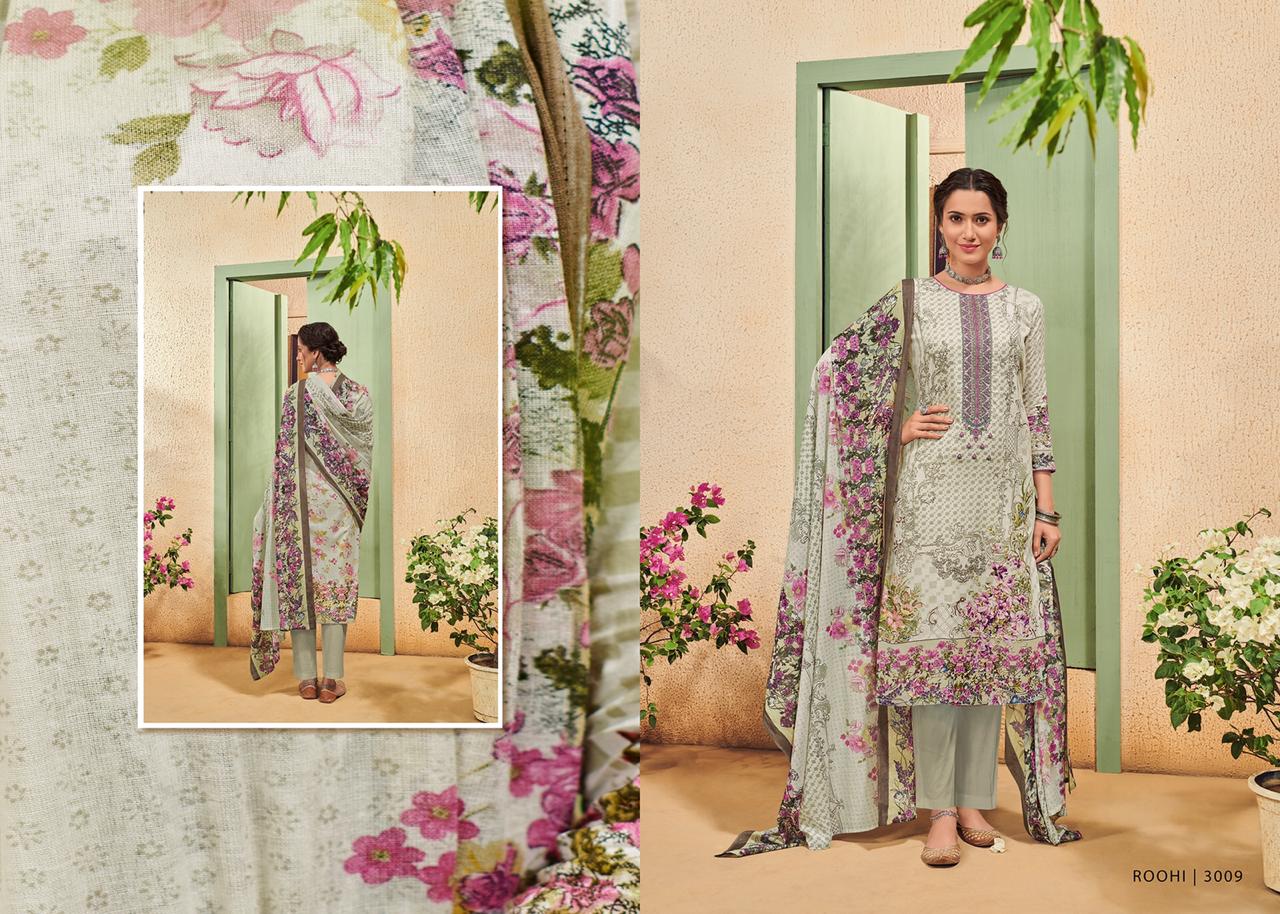 House Of Lawn Roohi Jam Satin Designer 3001-3010 Series Suit In Surat Market