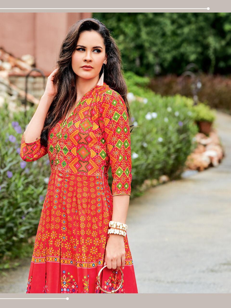 Ladies Flavour Rangreza Long Gown Style Kurtis Latest Collection Online Shop